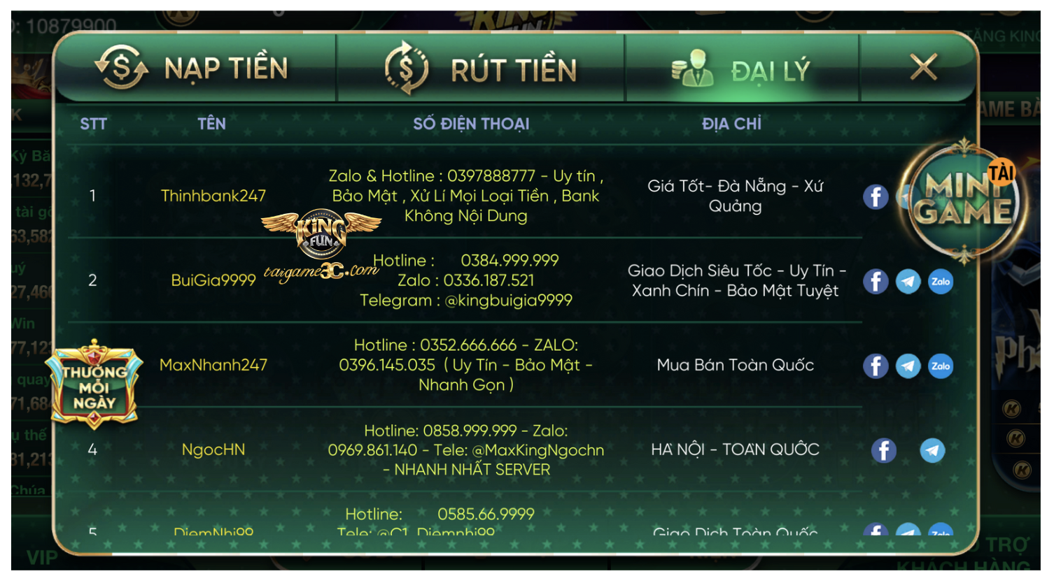 Rút tiền kingclub qua đại lý