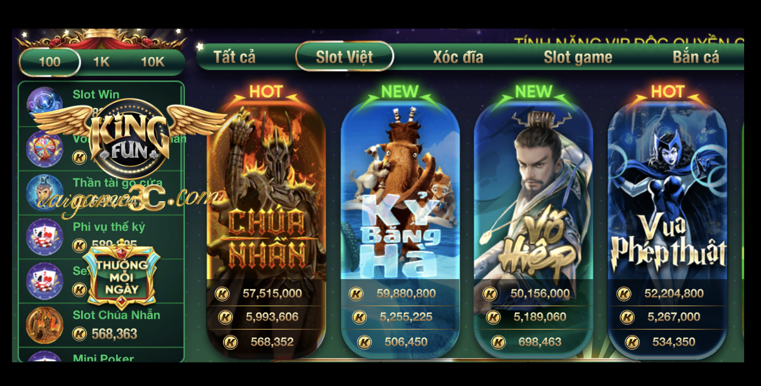 Các Game slot tại Kingclub hấp dẫn bet thủ