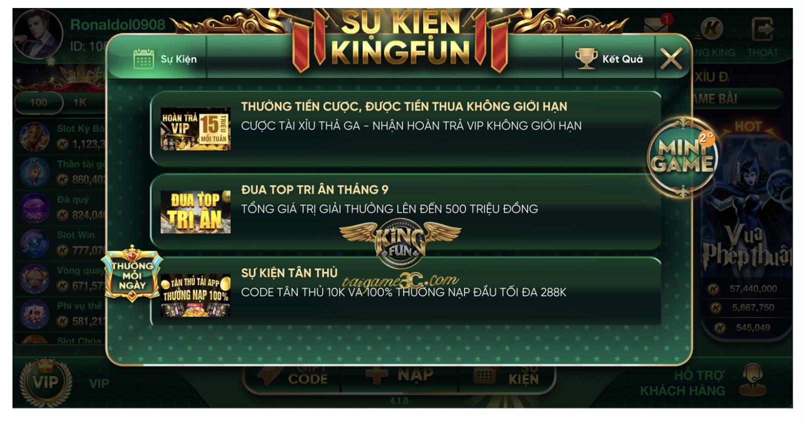 chuong trinh khuyen mai hap dan tai KingClub